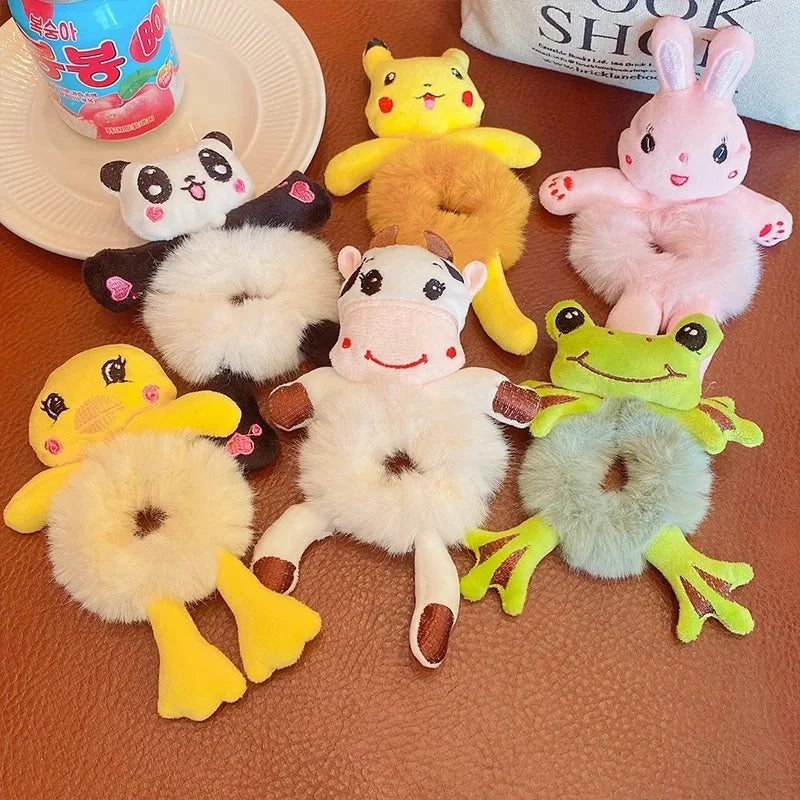 Kawaii Cute Cartoon Animal Hair Ties 🐾✨ - Adorable Plush Headbands for Kids, Safe & Stylish Hair Accessories!