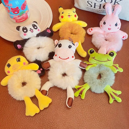 Kawaii Cute Cartoon Animal Hair Ties 🐾✨ - Adorable Plush Headbands for Kids, Safe & Stylish Hair Accessories!