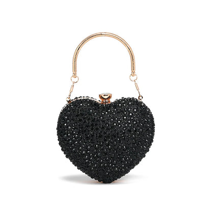 Sparkling Kawaii Heart-Shaped Crystal Clutch 🌟💖 | Rhinestone Evening Bag for Weddings & Parties 🎉✨