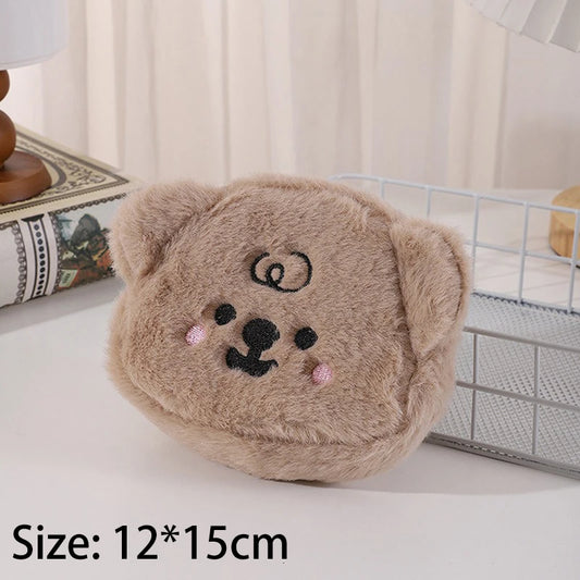 🐻✨ Adorable Plush Coin Purse & Makeup Bag - Bear Ears Edition! 🎀💖