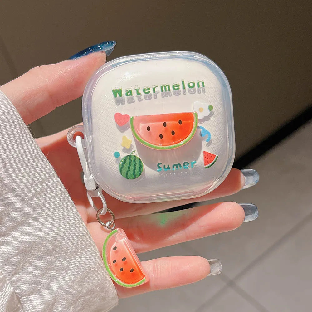 Adorable Watermelon Bunny & Bear Tulip Earphone Case 🌸🐰🍉 for Samsung Galaxy Buds - Pixie Quill