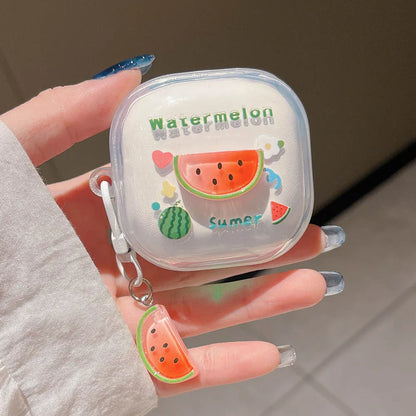 Adorable Watermelon Bunny & Bear Tulip Earphone Case 🌸🐰🍉 for Samsung Galaxy Buds - Pixie Quill