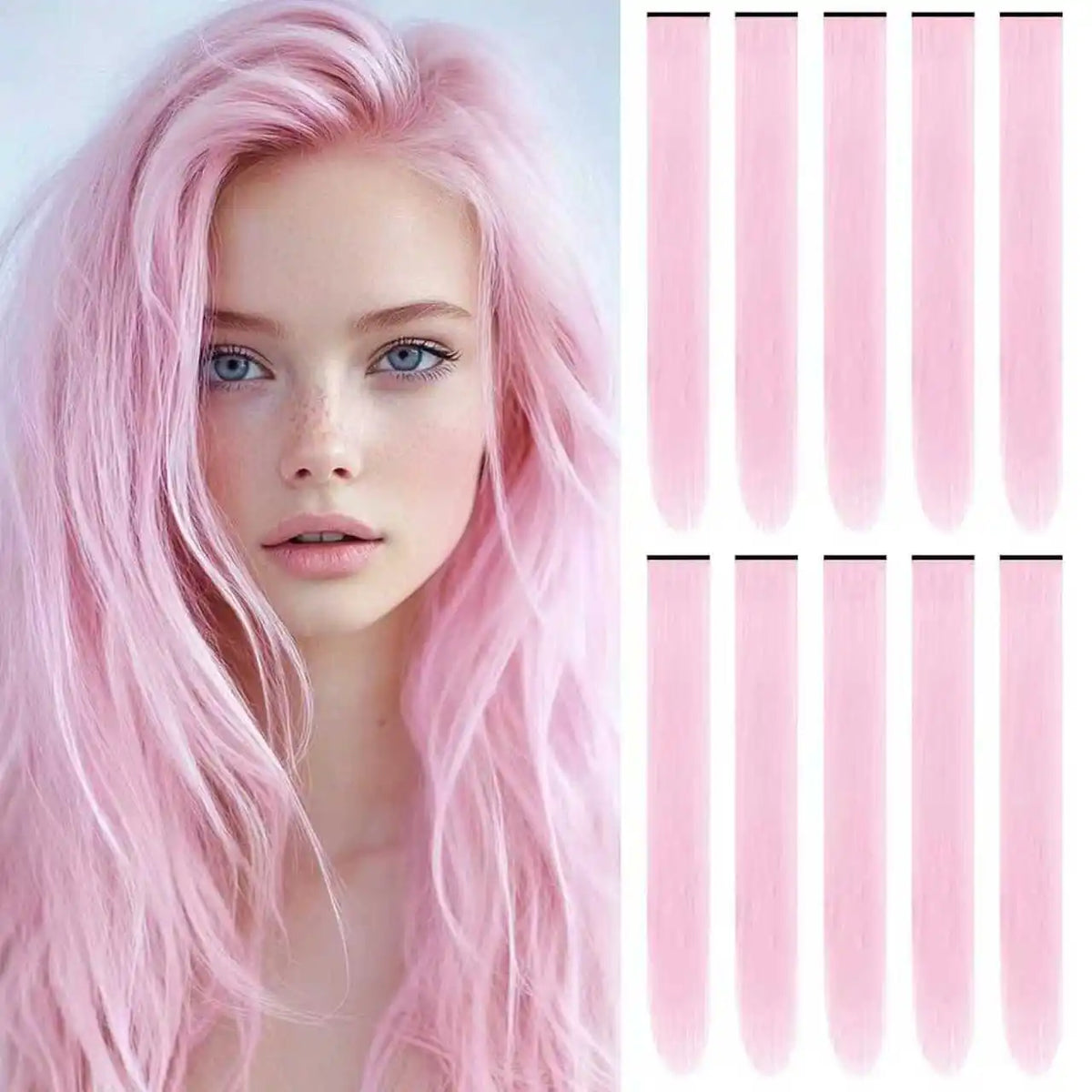 Pastel 22 Inch Colorful Clip In Hair Extensions Long Straight Party Highlights 💖