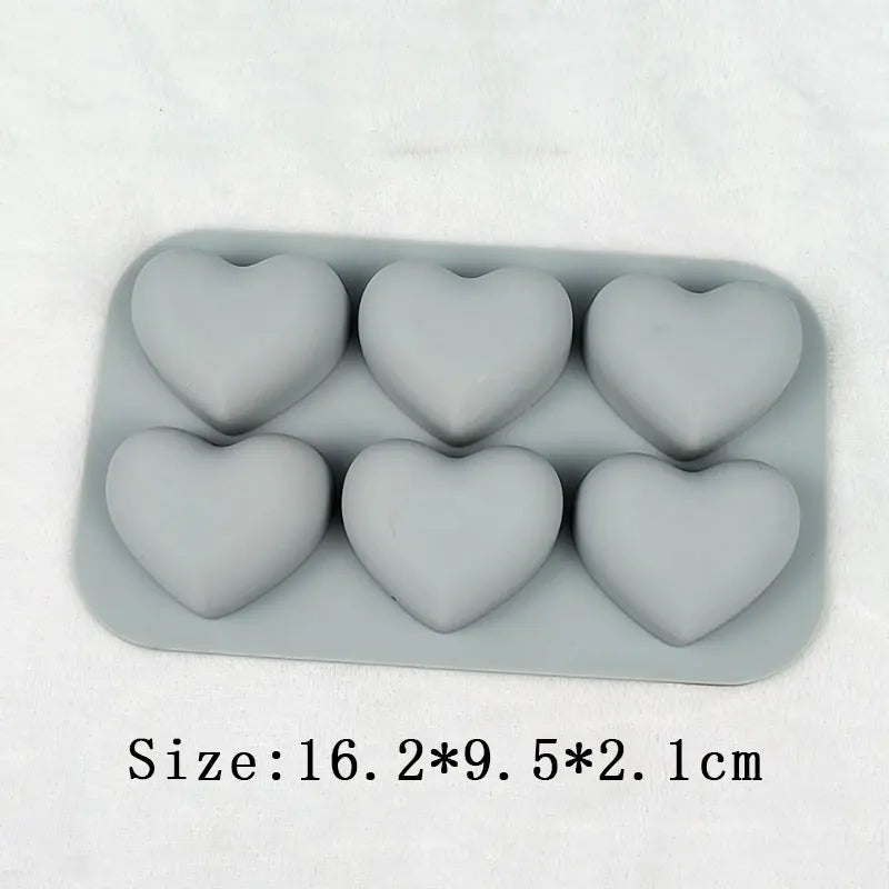 Valentine Cute Heart Silicone Mold Set 6 Cavities For Chocolate Candy And Soap🍬💗