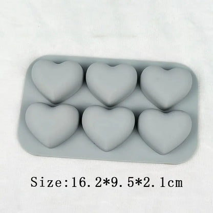 Valentine Cute Heart Silicone Mold Set 6 Cavities For Chocolate Candy And Soap🍬💗