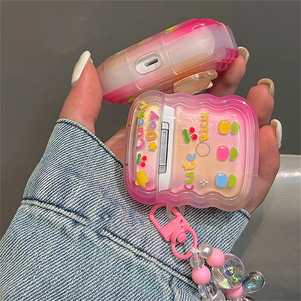 🐰✨ Adorable 3D Bunny & Bear AirPods Case with Wavy Border & Flower Beads 🌸🎧 - Pixie Quill