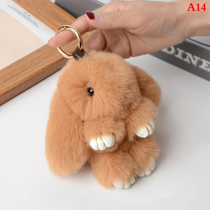Fluffy Bunny Keychain 🐰✨ Adorable Pom Pom Charm for Bags & Keys! 🐇💖 - Pixie Quill
