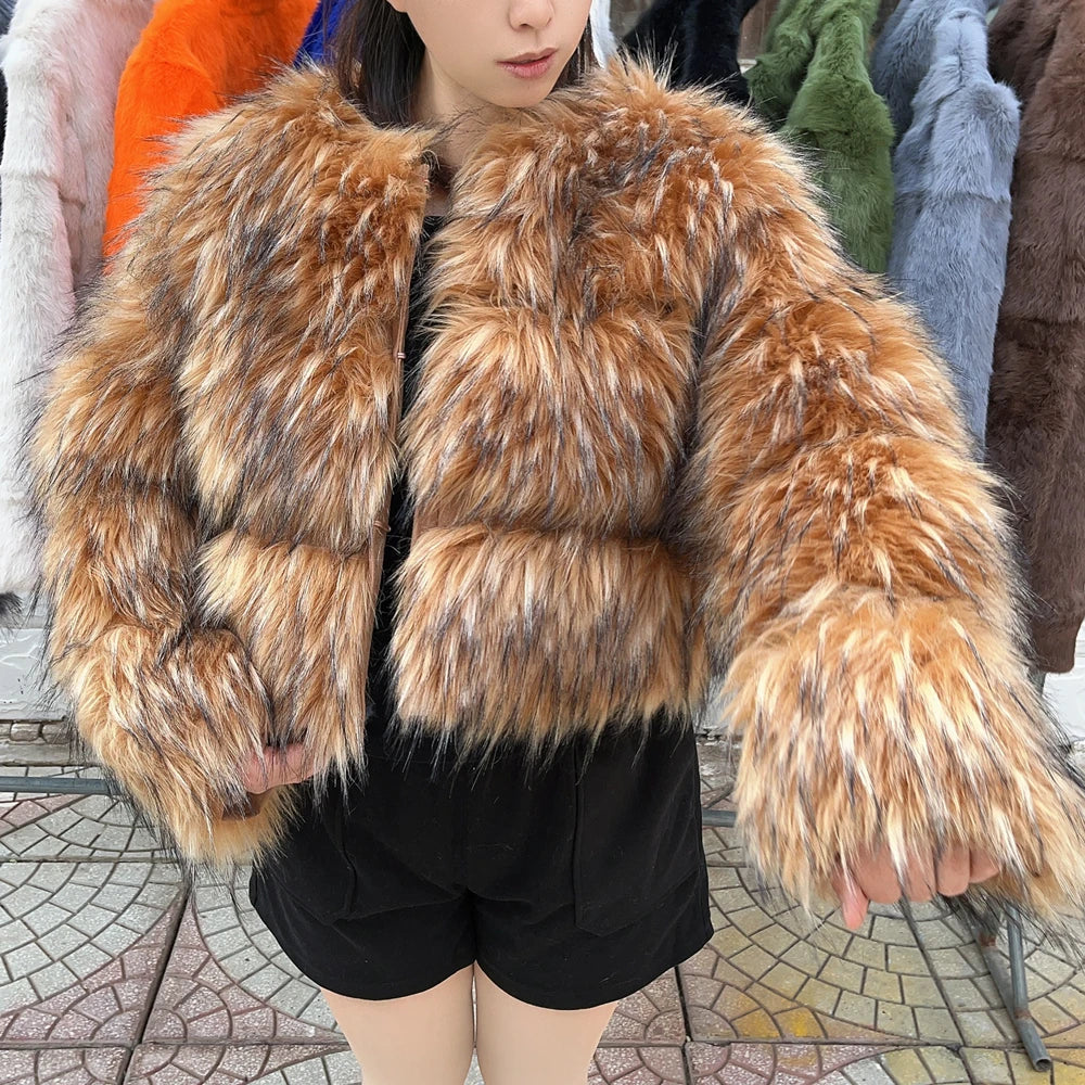 Kawaii Cozy Faux Fur Coat 🦊✨ Women's Winter Jacket in Brown 🍂 Plus Size Warmth & Style! 🎀
