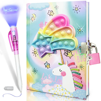 Kawaii Pop Girls Secret Diary with Lock & Colorful Double-end Pen 📝✨ | 160 Lined Pages of Fun!
