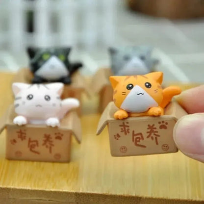 Adorable 4pcs Kawaii Mini Cat Garden Statues 🐾✨ - Cute Resin Figurines for Kids & Home Decor!