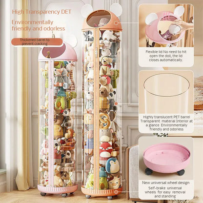Kawaii Plush Toy Paradise: Transparent Storage Pail 🧸✨ - Large Capacity Cylinder for Adorable DIY Plushies! 🌈💖