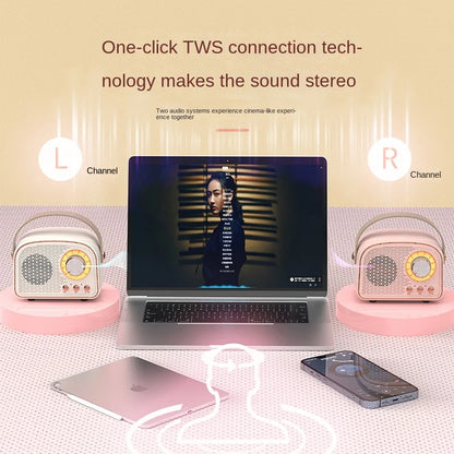 ✨ Kawaii Retro Mini Bluetooth Speaker 🎶 Cute Portable Music Player with Subwoofer & FM Radio 🌈 Perfect Home Decor & Gift Idea!