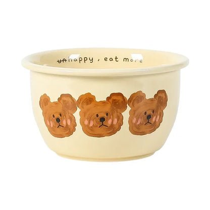 Kawaii Bear Ceramic Ramen Bowl 🍜🐻 - Adorable Yellow Soup & Salad Dish! 🌼