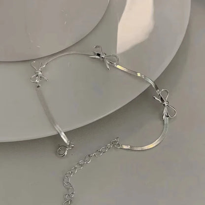 Sweet Bow Snake Chain Bracelet Women Girls Sparkling Ribbon Bowknot Jewelry ✨🎀
