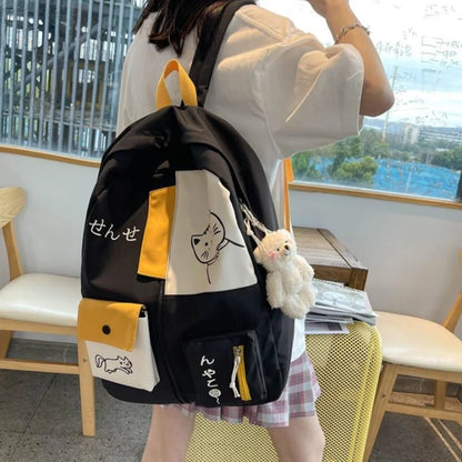 Kawaii Cat Backpack for Kids 🐾 | Large Capacity School Bag 🎒 | Cute Animal Print Design 🌈