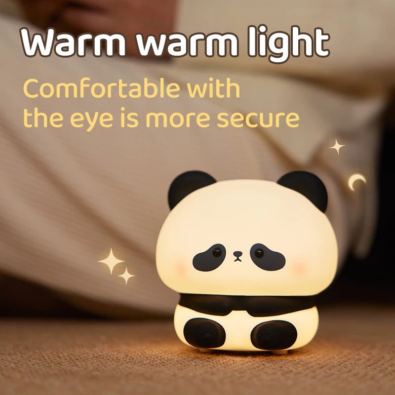 Adorable Panda Silicone LED Night Light - USB Rechargeable Touch Lamp for Cozy Bedtime Bliss 🐼💡✨