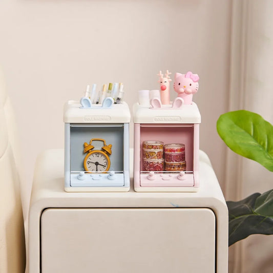 Kawaii Multi-Grid Penholder 🐾✨ - Cute Cartoon Brush & Pencil Storage Rack for Desk Organization! 🖍️💕