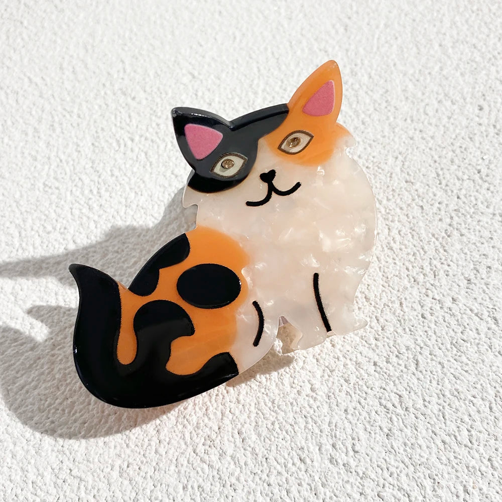 Retro Leopard Cat Acetate Hair Claw Clip For Thick Hair Cute Floral Barrette 🐾✨