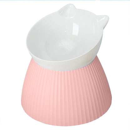 Kawaii Cat Bowl Set 🐾✨ | 15° Tilted Elevated Feeder Stand for Comfy Dining 🐱💖