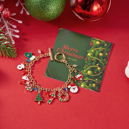 Whimsical Christmas Bracelet With Santa Snowman Star Pendant Jewelry Adjustable🎄