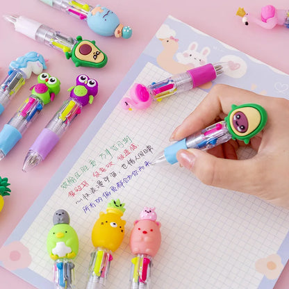 Kawaii Mini 4-Color Ballpoint Pens 🎨✨ | Cute Stationery Set for Kids & Girls | Adorable Office & School Supplies 🖊️💖