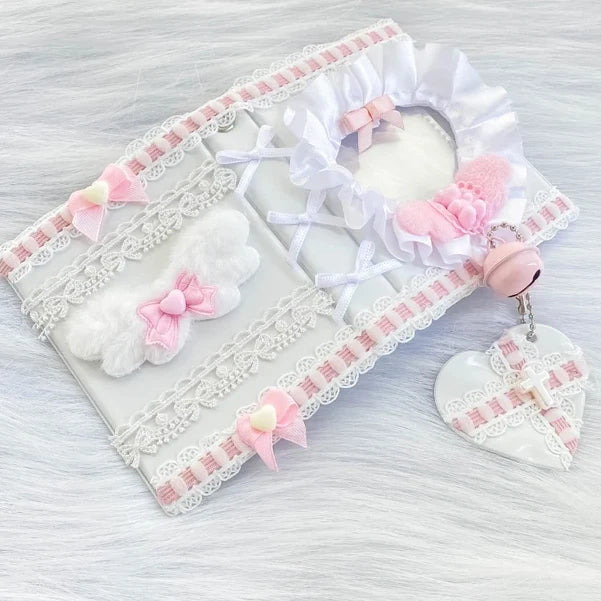 Pastel Kpop Photocard Binder With Ribbon Holder Keychain 🎀 Cute School Supplies