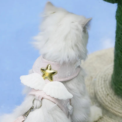 ✨ Angel Wing Pet Harness 🌈 Cute Collar & Leash Set for Furry Friends 🐾 Personalized Playground Accessories 💖