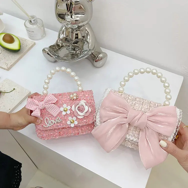 Kawaii Princess Pearl Handbag 👜✨ - Adorable Bow Shoulder Messenger Bag for Kids & Parents! 🌸👧