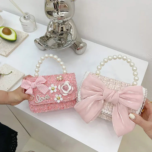 Kawaii Princess Pearl Handbag 👜✨ - Adorable Bow Shoulder Messenger Bag for Kids & Parents! 🌸👧