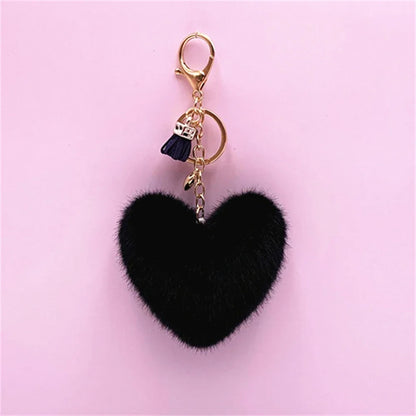 Kawaii Heart Pompom Keychain 🎀✨ | Adorable Plush Ball Accessories for Bags & Cars ❤️🎉 | Perfect Valentine Gifts for Couples 💖🥰