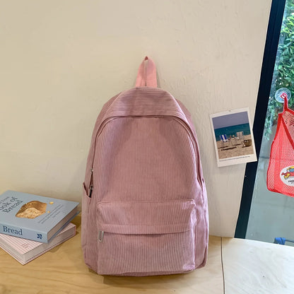 🎒 Cozy Corduroy Cutie: Japanese-Inspired Backpack for School Adventures! 🌟 - Pixie Quill