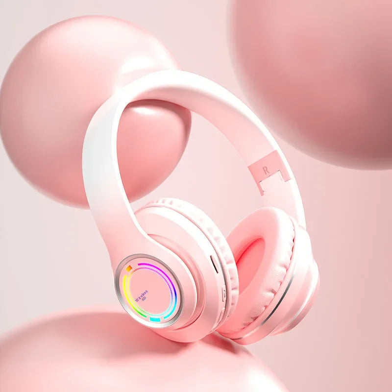 Kawaii Gradient Bluetooth Headphones 🎧✨ | Adorable Wireless Earphones for Girls 🌈🌸 | Foldable Stereo Headset for Gaming & More!