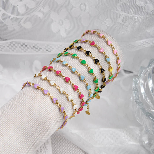 Charming Heart Shaped Chain Bracelet Stainless Steel 14K Plated Chic Jewelry For Women 💗💎✨