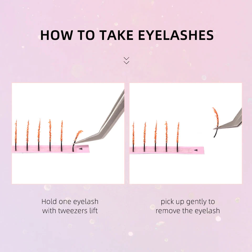 ✨ Kawaii Glittery Colorful Lash Extensions 🎉 - Shiny Volume for Party Glam! 💖