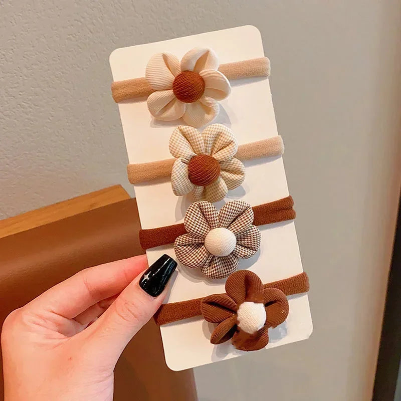 Kawaii 4/6pcs Adorable Korean Elastic Hair Bands for Girls 🌸💕 Cute Hair Rope Ties & Accessories for Kids!