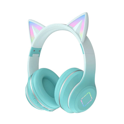 ✨ Kawaii Cat Ears LED Bluetooth Headphones 🎧 - Foldable Wireless Headset for Kids! 🐾🎶
