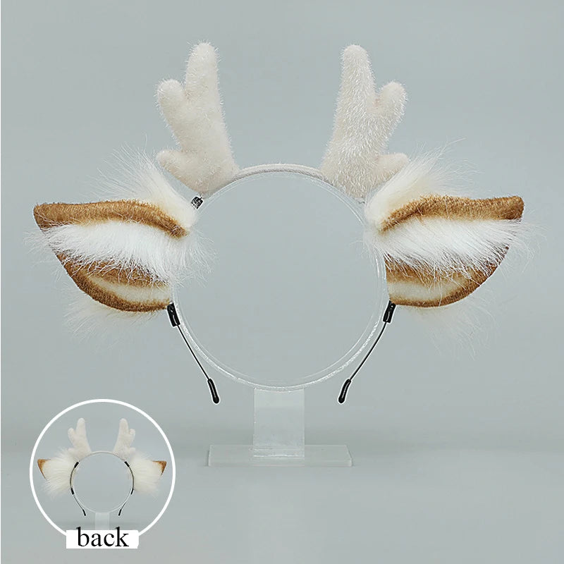 Cute Plush Antler Headband Lolita Deer Ears Cosplay Accessory For Women 🦌🎀