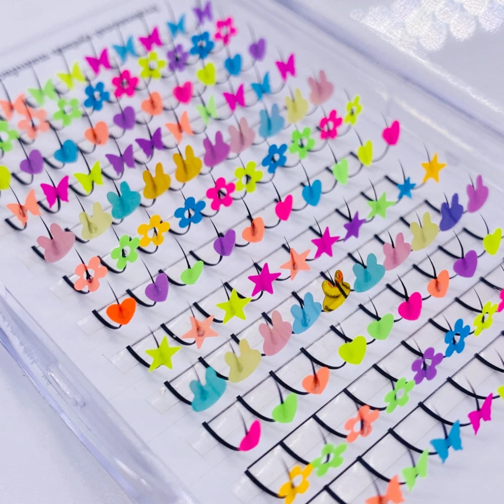 🌸✨ Kawaii Butterfly Heart Eyelash Extensions - 3D Glittery Mink Lashes for Whimsical Makeup! 🌟💖