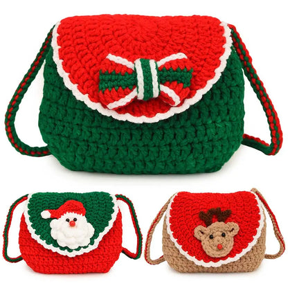 Pastel Christmas Crochet Shoulder Bag For Women Flap Purse Knit Clutch 🧶✨