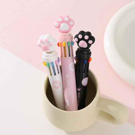 Kawaii Cat Paw Silicone Ballpoint Pen 🎀 | 10 Colorful Chunky Writing Tools for School & Office 🐾✨