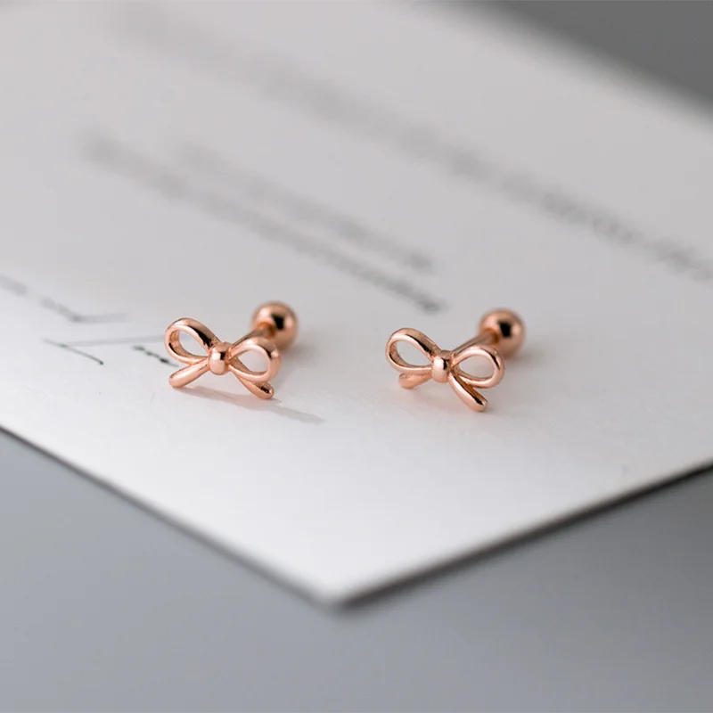 Kawaii Sweet Bow 925 Sterling Silver Stud Earrings 🎀✨ | Adorable Jewelry Gift for Girls & Women 💖