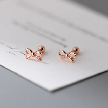 Kawaii Sweet Bow 925 Sterling Silver Stud Earrings 🎀✨ | Adorable Jewelry Gift for Girls & Women 💖