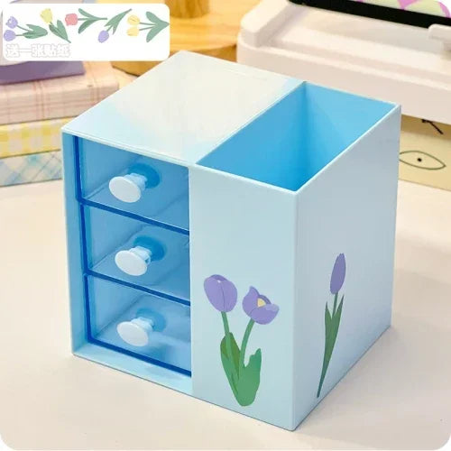 Cute Kawaii Pen Holder & Pencil Organizer 🐾🌈 - Adorable Multi-Functional Storage Box for Your Desk!
