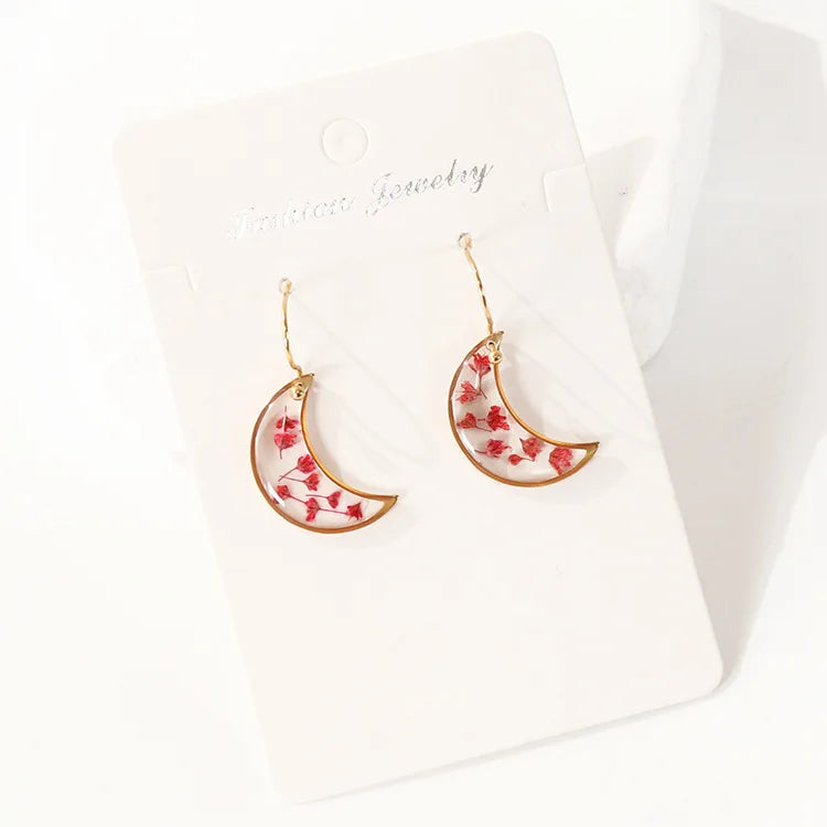 Elegant Pressed Flower Earrings For Women Natural Blue Floral Drop Earrings Handmake Epoxy Resin Plant Earring Jewelry Wholesale