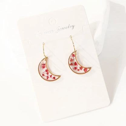 Elegant Pressed Flower Earrings For Women Natural Blue Floral Drop Earrings Handmake Epoxy Resin Plant Earring Jewelry Wholesale