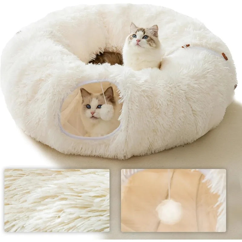 Cuddly Cat Adventure Tunnel 🐾✨ - Plush Cozy Bed & Play Zone for Indoor Felines! 🐱💕