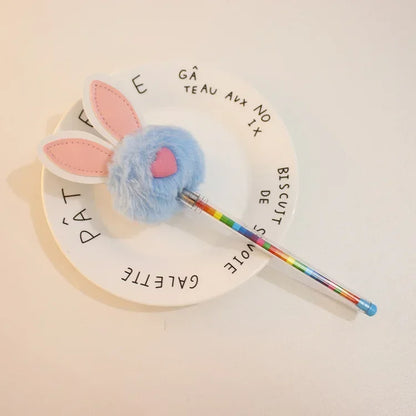 Kawaii Bunny Plush Gel Pen 🐰✨ | Adorable Fluffy Rabbit Stationery for School & Office 🌸💖