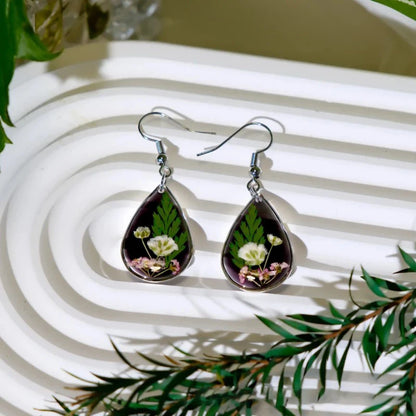 Pastel Pressed Flower Resin Drops Earrings 🌸 Elegant Geometric Jewelry For Women