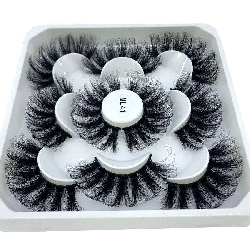 New 5 Pairs 8-25mm Natural 3D False Eyelashes Kit Mink Lashes Full Strip Look Whimsical Cute Glam 🌸✨