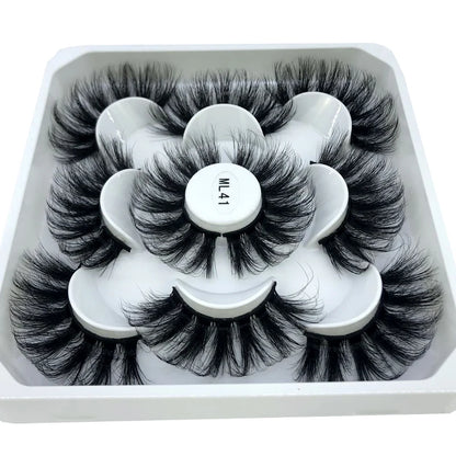 New 5 Pairs 8-25mm Natural 3D False Eyelashes Kit Mink Lashes Full Strip Look Whimsical Cute Glam 🌸✨